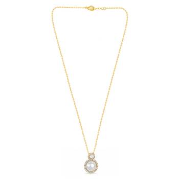 White elegant pendant chain cz pearl studded casual daily wear jewelry for women 4
