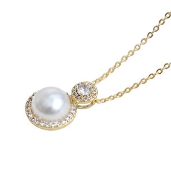 White elegant pendant chain cz pearl studded casual daily wear jewelry for women 5