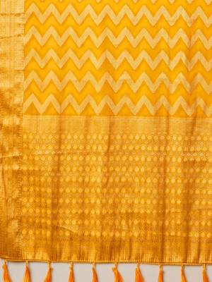 Yellow zari  georgette heavy work saree 5