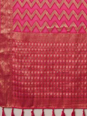 Magenta striped zari  georgette saree 5