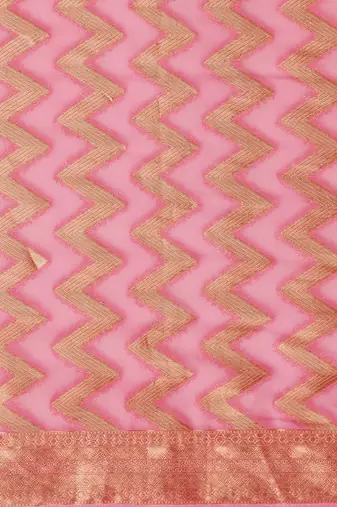 Pink woven design zari  georgette saree