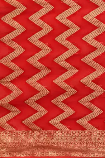 Red zari  georgette heavy work saree