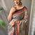 Grey kalamkari printed saree