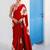 Red floral satin designer saree