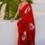 Red floral satin designer saree