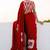 Red floral satin designer saree
