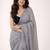 Grey embellished sequinned  cotton khadi saree