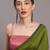 Green colourblocked khadi saree