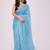 Blue embellished sequinned  cotton khadi saree
