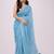 Blue embellished sequinned  cotton khadi saree