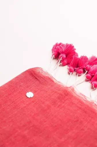 Pink embellished sequinned  cotton khadi saree