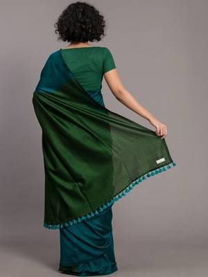 Teal khadi saree 3