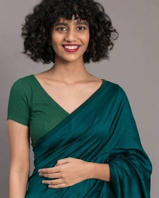 Teal khadi saree 5