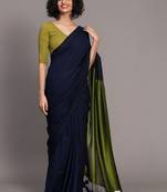 Navy blue khadi saree