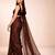 Brown embellished  cotton khadi saree
