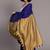 Blue colourblocked handloom khadi saree