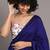 Blue colourblocked handloom khadi saree