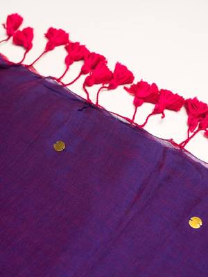 Purple embellished sequinned  cotton khadi saree 4