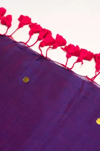 Purple embellished sequinned  cotton khadi saree