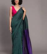 Green colourblocked khadi saree