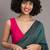 Green colourblocked khadi saree