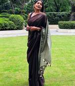 Brown khadi saree