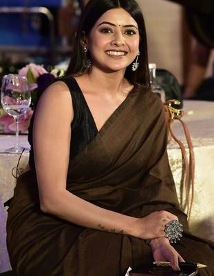 Brown khadi saree 2