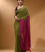 Olive khadi saree