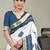 Blue bandhani printed  cotton saree with blouse piece