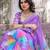 Lavender floral  cotton saree