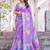 Lavender floral  cotton saree