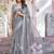 Grey ethnic motifs printed zari  cotton saree