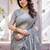 Grey ethnic motifs printed zari  cotton saree