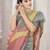 Peach beads and stones organza saree