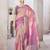 Pink beads and stones organza saree