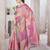 Pink beads and stones organza saree