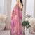 Pink beads and stones organza saree