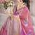 Pink beads and stones organza saree