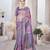 Lavender abstract printed organza saree