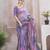 Lavender abstract printed organza saree