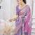 Lavender abstract printed organza saree