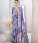 Purple embroidered organza saree