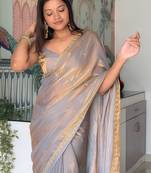 Multicolor sequinned tissue saree