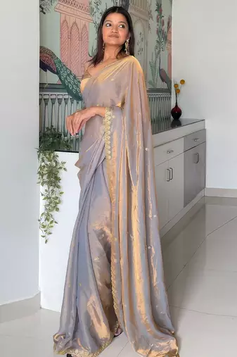 Multicolor sequinned tissue saree