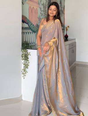 Multicolor sequinned tissue saree 4
