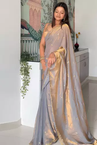 Multicolor sequinned tissue saree