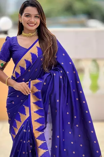 Blue ethnic motif ethnic motif zari kanjivaram paithani saree