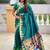 Green ethnic motifs woven design zari detail paithani saree
