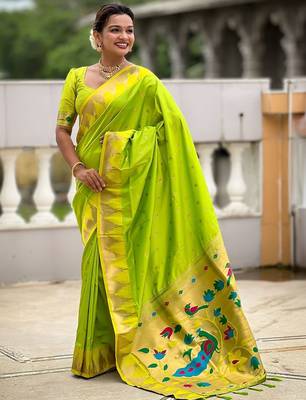 Green kanjivaram paithani saree 1