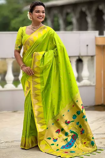 Green kanjivaram paithani saree